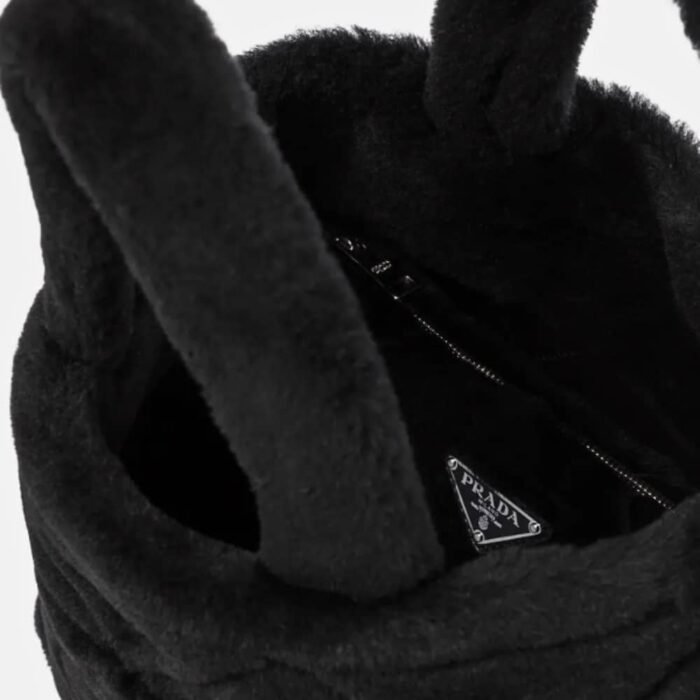 Prada Nappa Tote Bag Shearling Black 26cm - Image 3