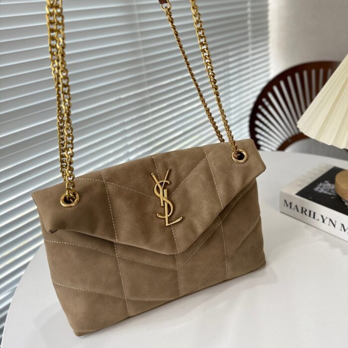 Saint Laurent Small Loulou Puffer In Suede 28cm 5774761U8072638 - Image 4