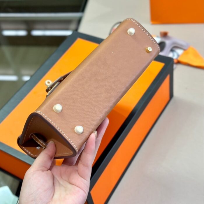 Hermes Kelly Mini Epsom Handbag Brown 19cm - Image 3