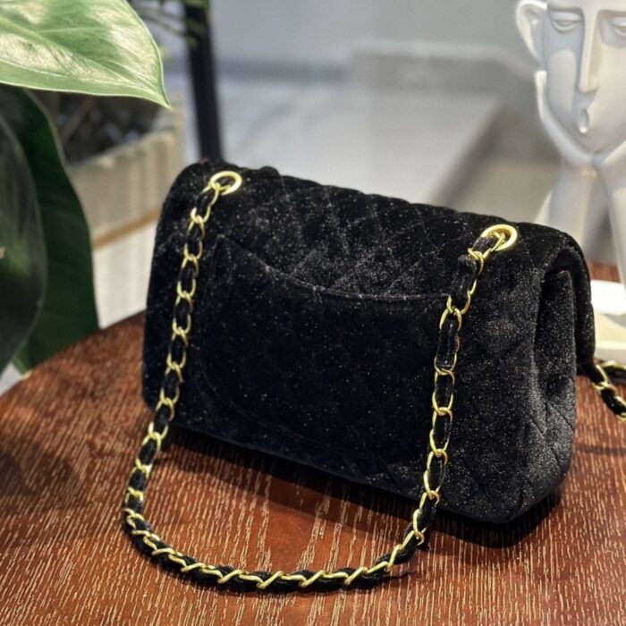 Chanel Medium Classic Double Flap Bag Suede Black 24cm - Image 3