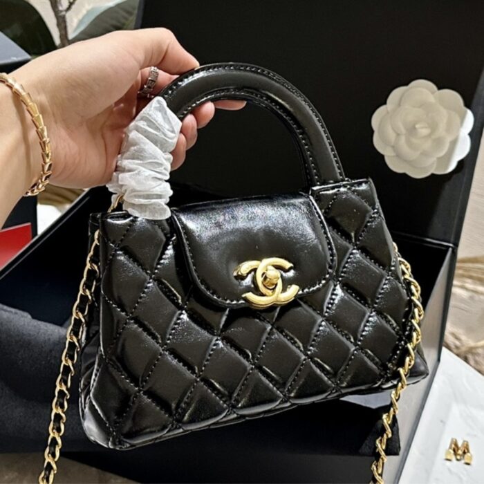 Chanel Kelly Bag Shiny Black 18.5cm AS4416 B14296 94305 - Image 3