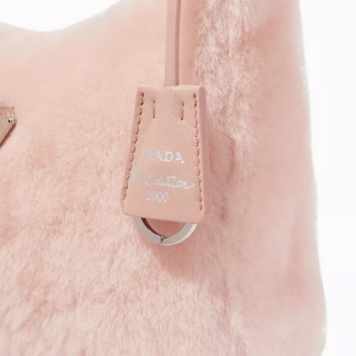 Prada Re Edition 2000 Bag Shearling Pink 23cm - Image 3