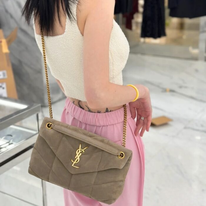 Saint Laurent Small Loulou Puffer In Suede 28cm 5774761U8072638 - Image 7