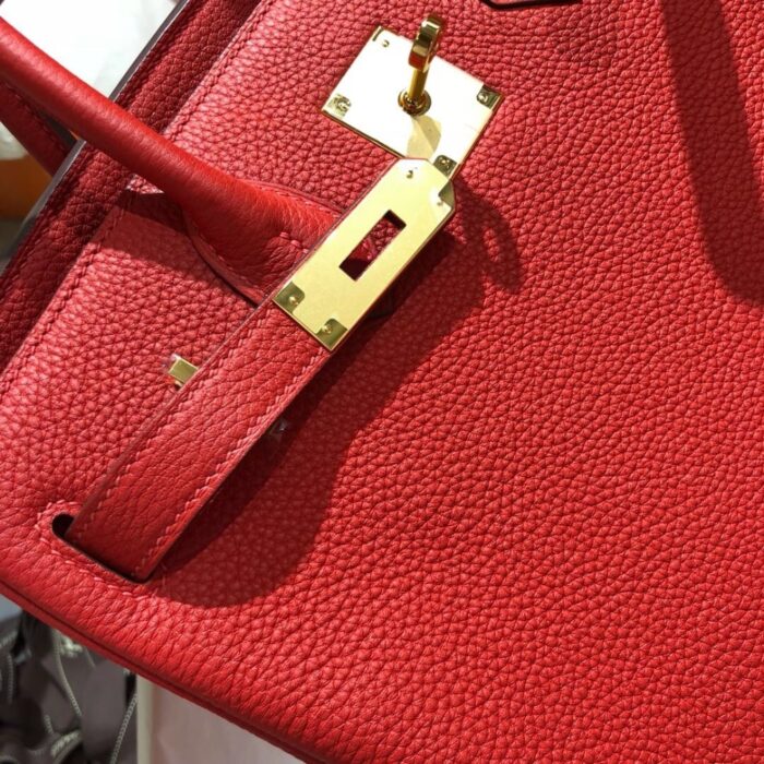 Hermes Birkin 25 Bag Togo Rouge Vermillon 25cm - Image 4