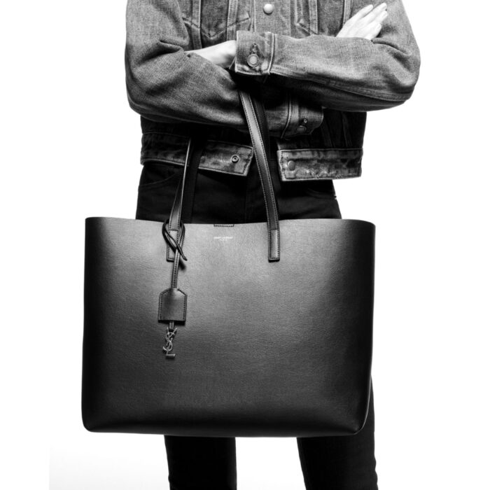 Saint Laurent Shopping Bag Leather Black 37cm 600281CSV0J1000 - Image 7