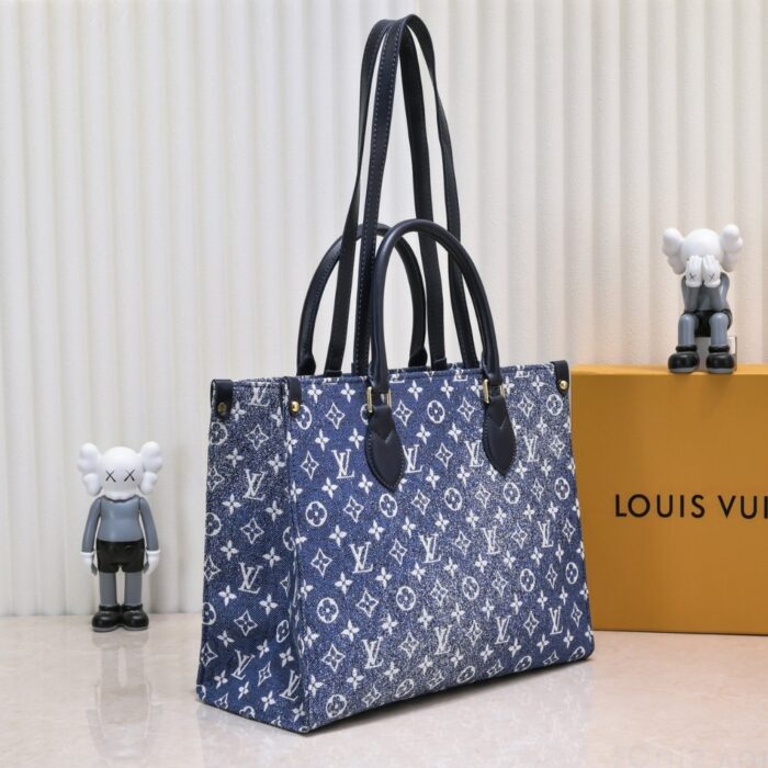 Louis Vuitton Onthego Tote Bag Denim Blue 35cm M59608 - Image 4
