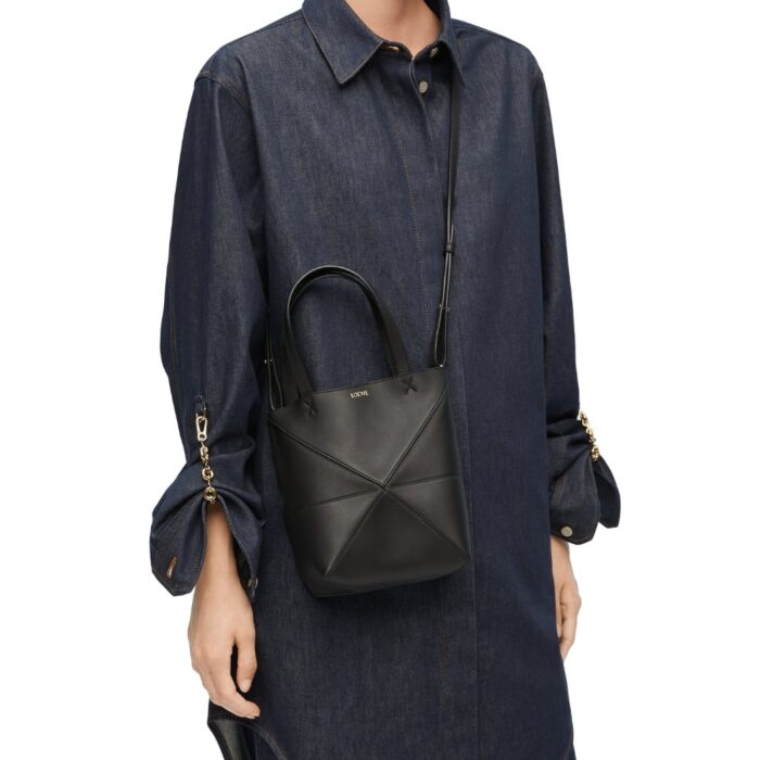 Loewe Mini Puzzle Fold Tote Black 17cm A657V25X01 1100 - Image 5