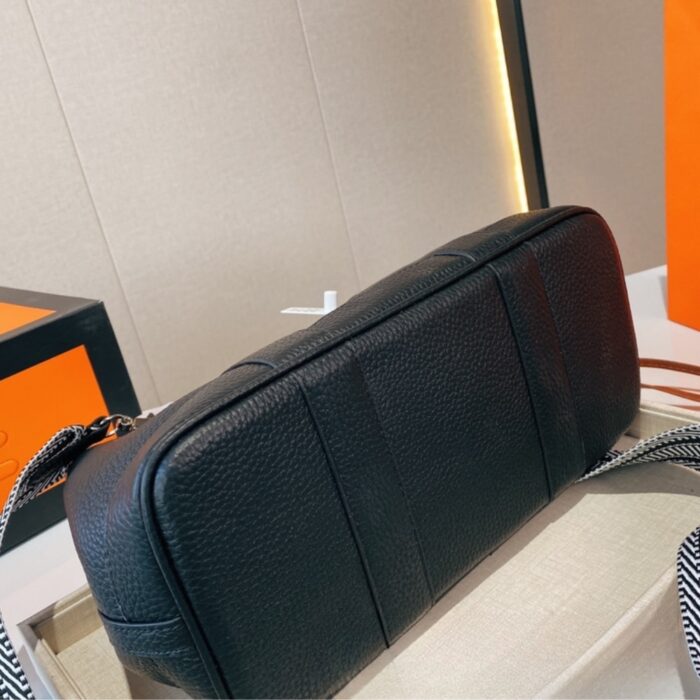 Hermes Garden Party Bag Patterned Strap In Black 30cm - Image 3