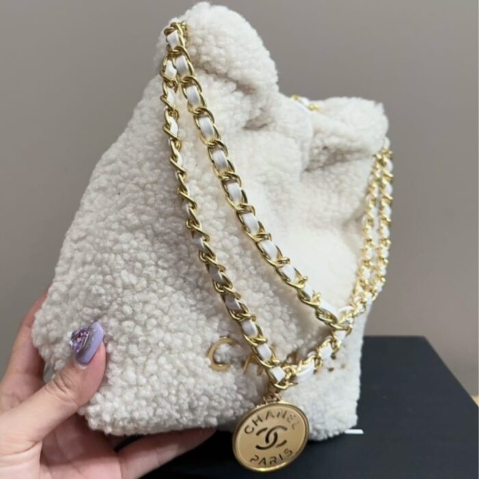 Chanel 22 Mini Bag Fleece Creamy White 20cm AS3980 B18299 NZZG0 - Image 3