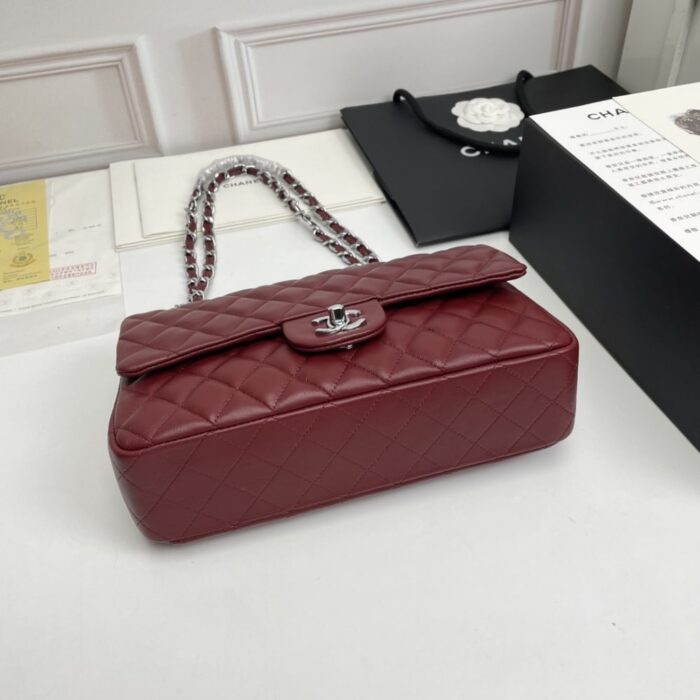 Chanel Classic Double Flap Bag Plum Red 25cm - Image 5