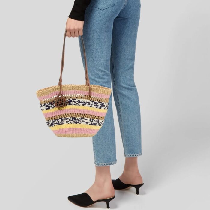 Loewe Basket Tote Natural And Pink Tulip 29cm A223S91X01 - Image 5