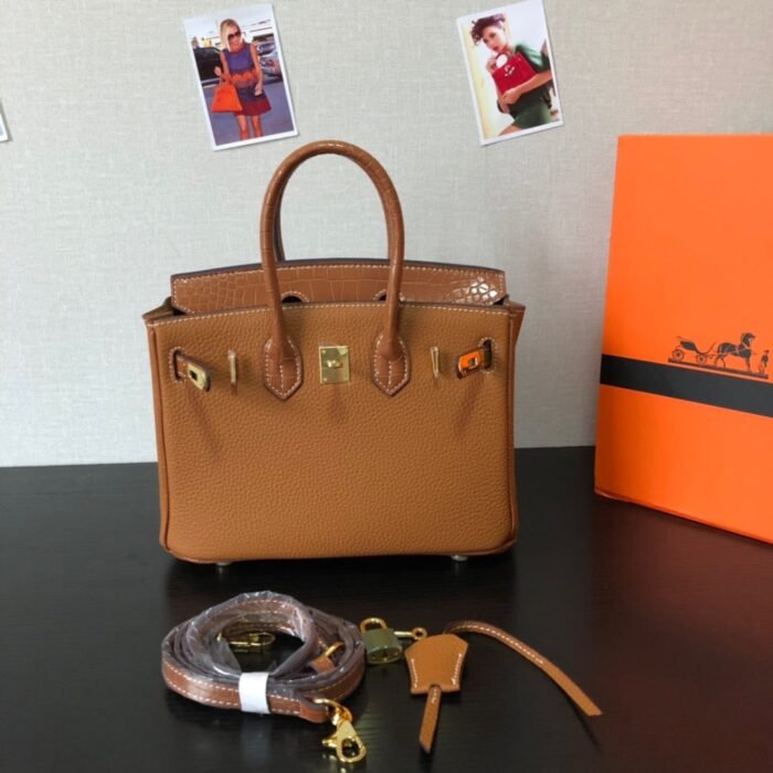 Hermes Birkin Touch Togo Handbag Brown 25cm - Image 4