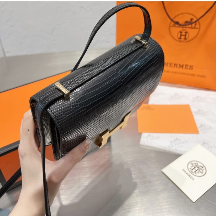 Hermes Lizard Constance Mini Shoulder Bag Black 20cm - Image 6