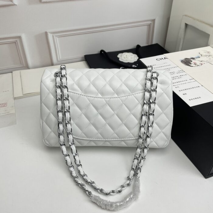 Chanel Classic Double Flap Bag White 25cm - Image 6