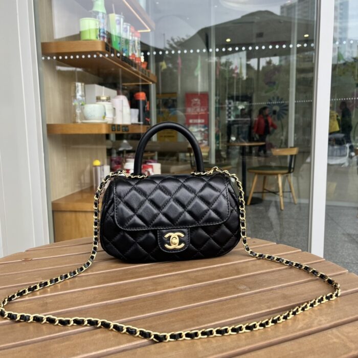 Chanel Small Flap Bag With Top Handle Black 20cm AS4573 B15144 94305 - Image 6