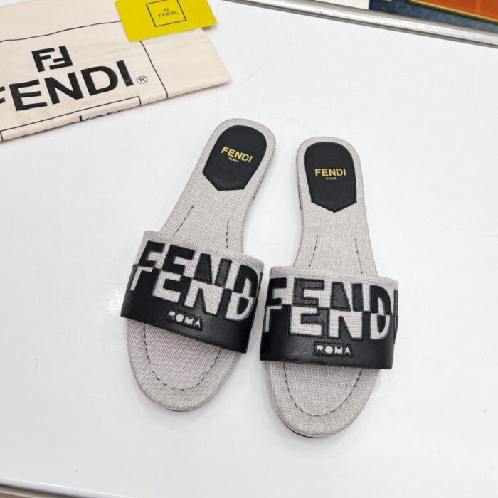 Fendi Canvas Slides Gray 8R8337AJZUF0WZM - Image 4