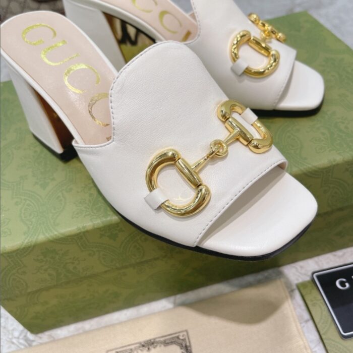 Gucci Women's Slide Sandal With Horsebit ‎White 655412 BKO00 9022 - Image 4