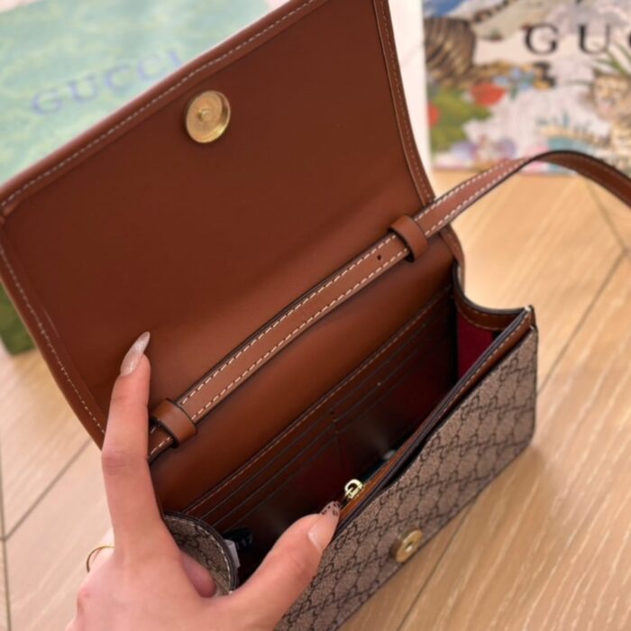 Gucci GG Emblem Super Mini Shoulder Bag Brown 20cm 820688 FAD6L 9758 - Image 4