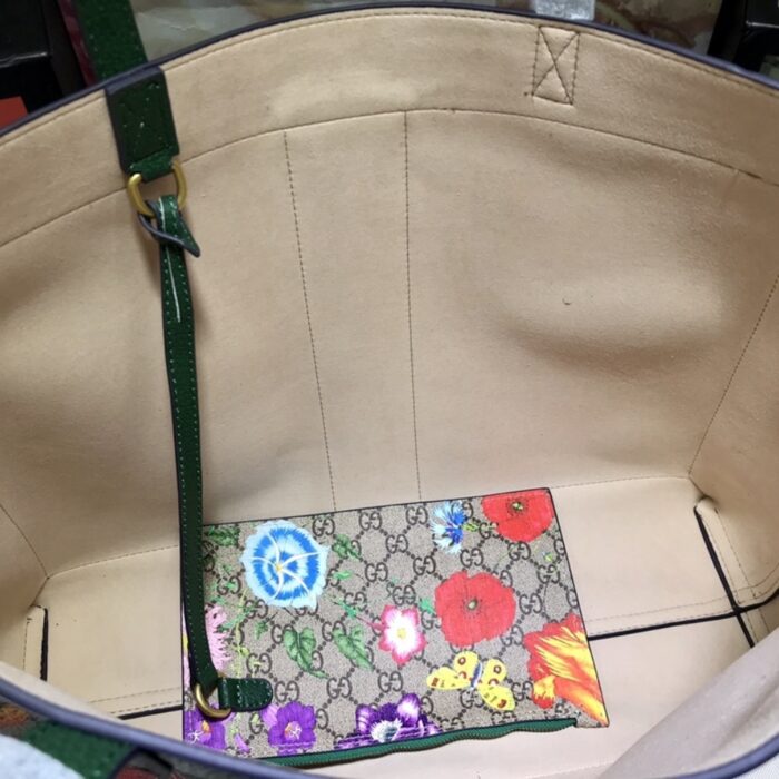 Gucci Ophidia GG Flora Medium Tote Green 44cm - Image 5