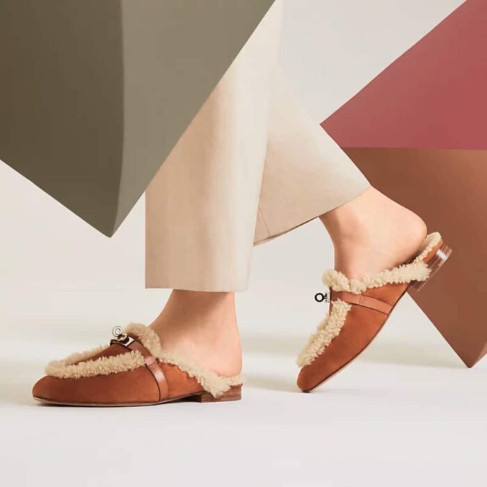 Hermes Oz Mule Shearling Natural H232123Z A3360 - Image 7