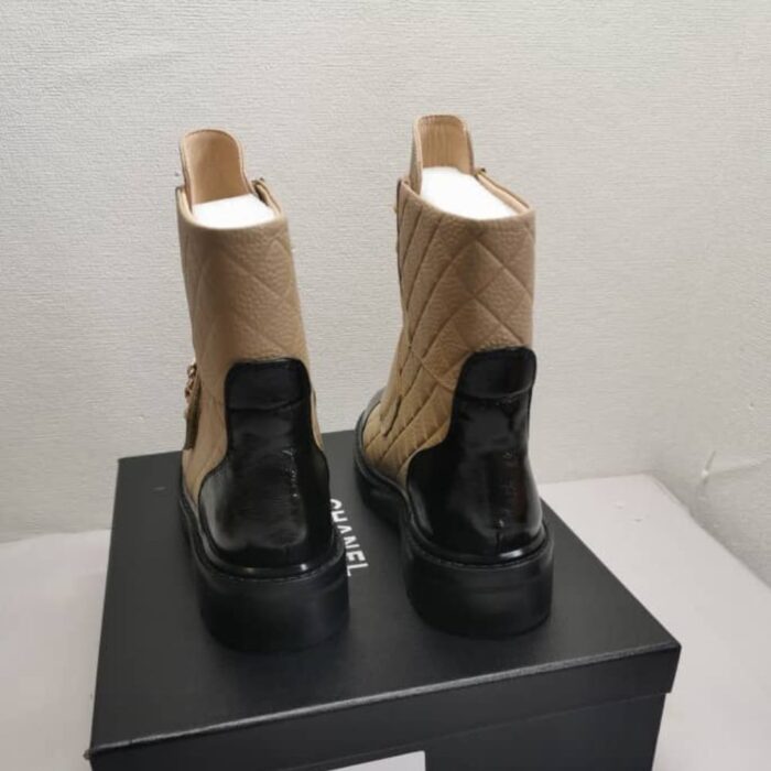 Chanel Fall Winter Lace Up Boots Beige Black G39516 Y56261 K5119 - Image 2