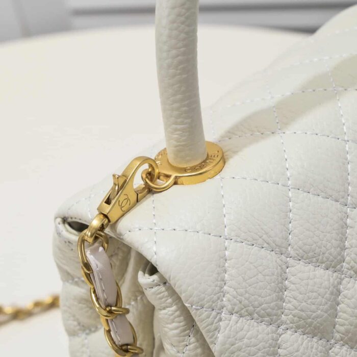 Chanel Coco Top Handle Flap Bag White 26cm - Image 8
