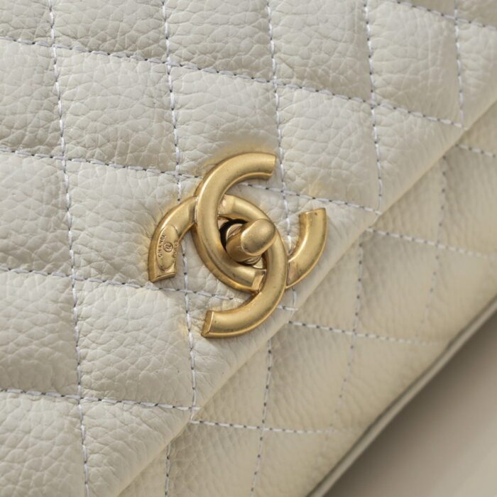 Chanel Coco Top Handle Flap Bag White 26cm - Image 7