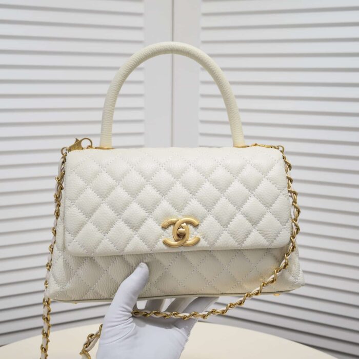 Chanel Coco Top Handle Flap Bag White 26cm - Image 6