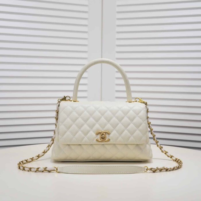 Chanel Coco Top Handle Flap Bag White 26cm - Image 2