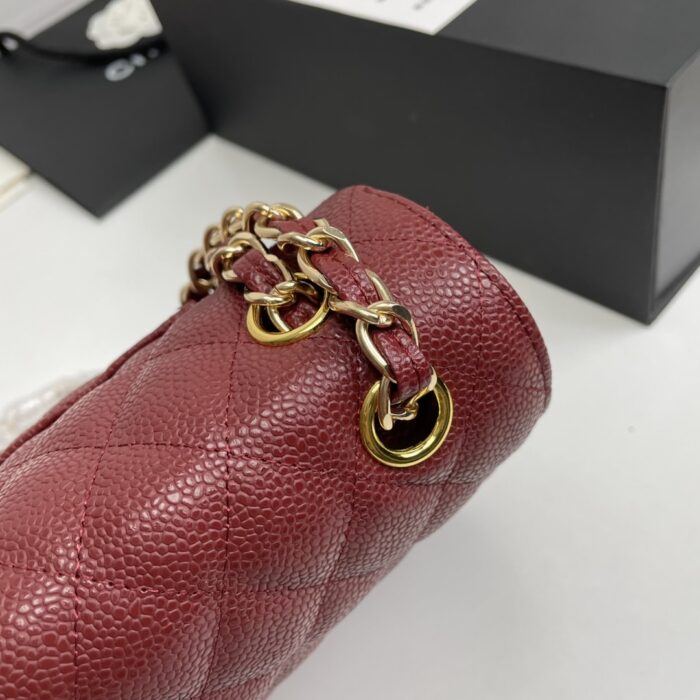 Chanel Classic Double Flap Bag Carviar Burgundy 25cm - Image 5