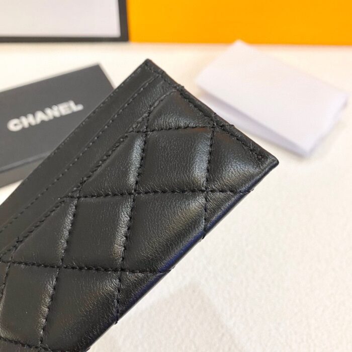 Chanel Quilted Black Card Holder 9cm - Image 7