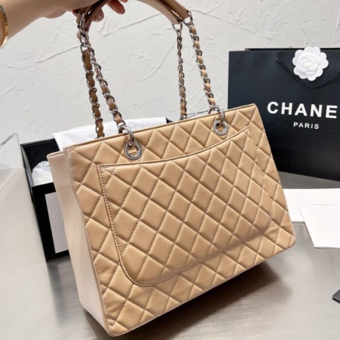 Chanel Grand Shopping Bag Caviar Beige 34cm - Image 5