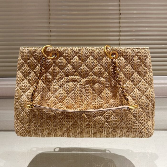 Chanel Grand Shopping Tote Straw Bag 38cm - Image 4