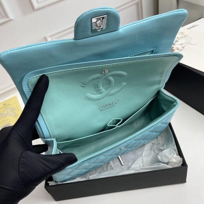 Chanel Classic Double Flap Bag Light Blue 25cm - Image 9