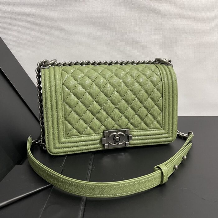 Chanel Boy Medium Handbag Metal Olive 25cm - Image 3