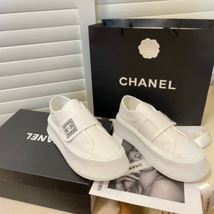 Chanel CC Cap Toe Slipon Sneaker All White - Image 4