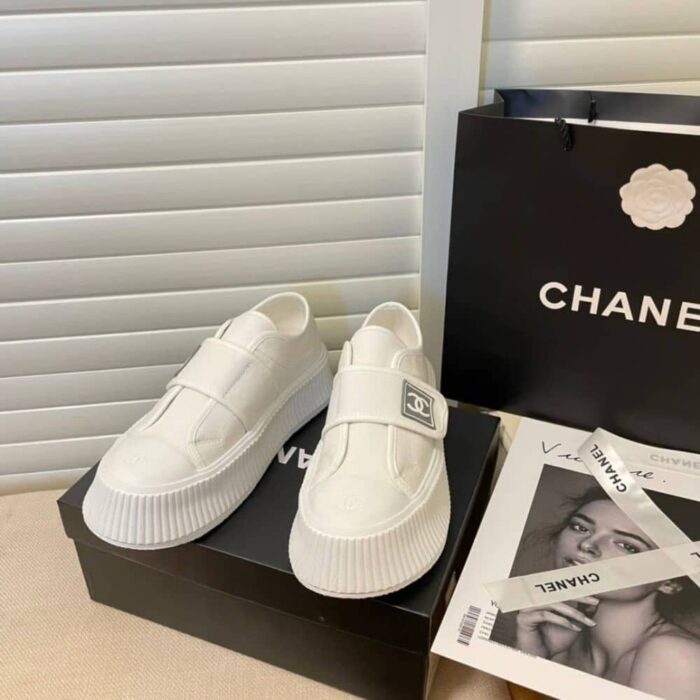 Chanel CC Cap Toe Slipon Sneaker All White - Image 5