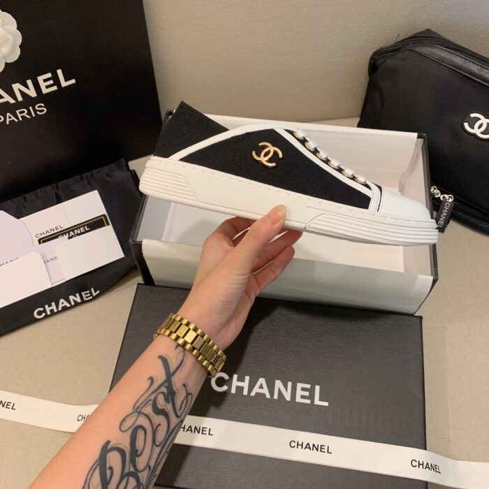 Chanel Casual Flat Sneakers Canvas Black - Image 5