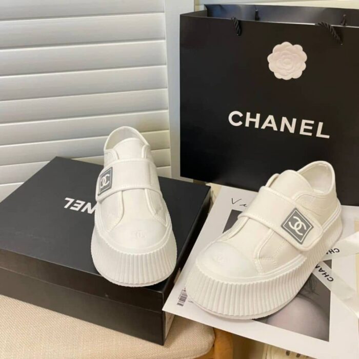 Chanel CC Cap Toe Slipon Sneaker All White - Image 7
