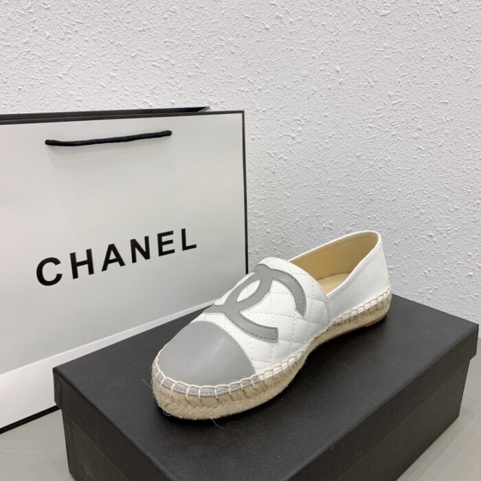 Chanel CC Espadrilles Loafer White Grey - Image 6