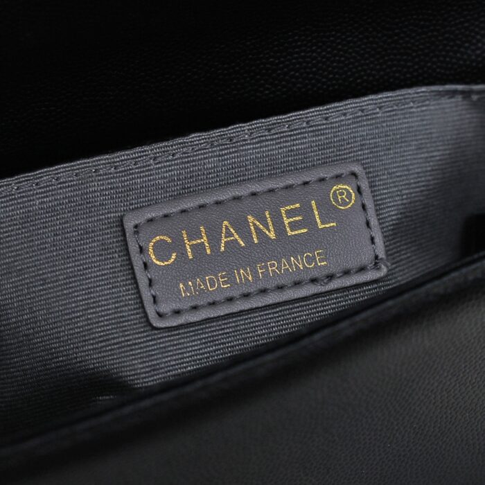 Chanel Boy Chevron Small Handbag Black In Gold 20cm - Image 3