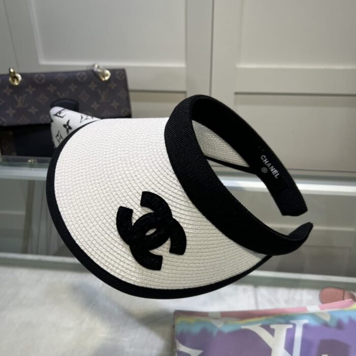 Chanel Straw CC Visor Hat White - Image 2