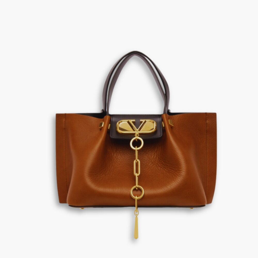 Valentino Garavani Large VLogo Escape Shopper Tote Brown 41Cm