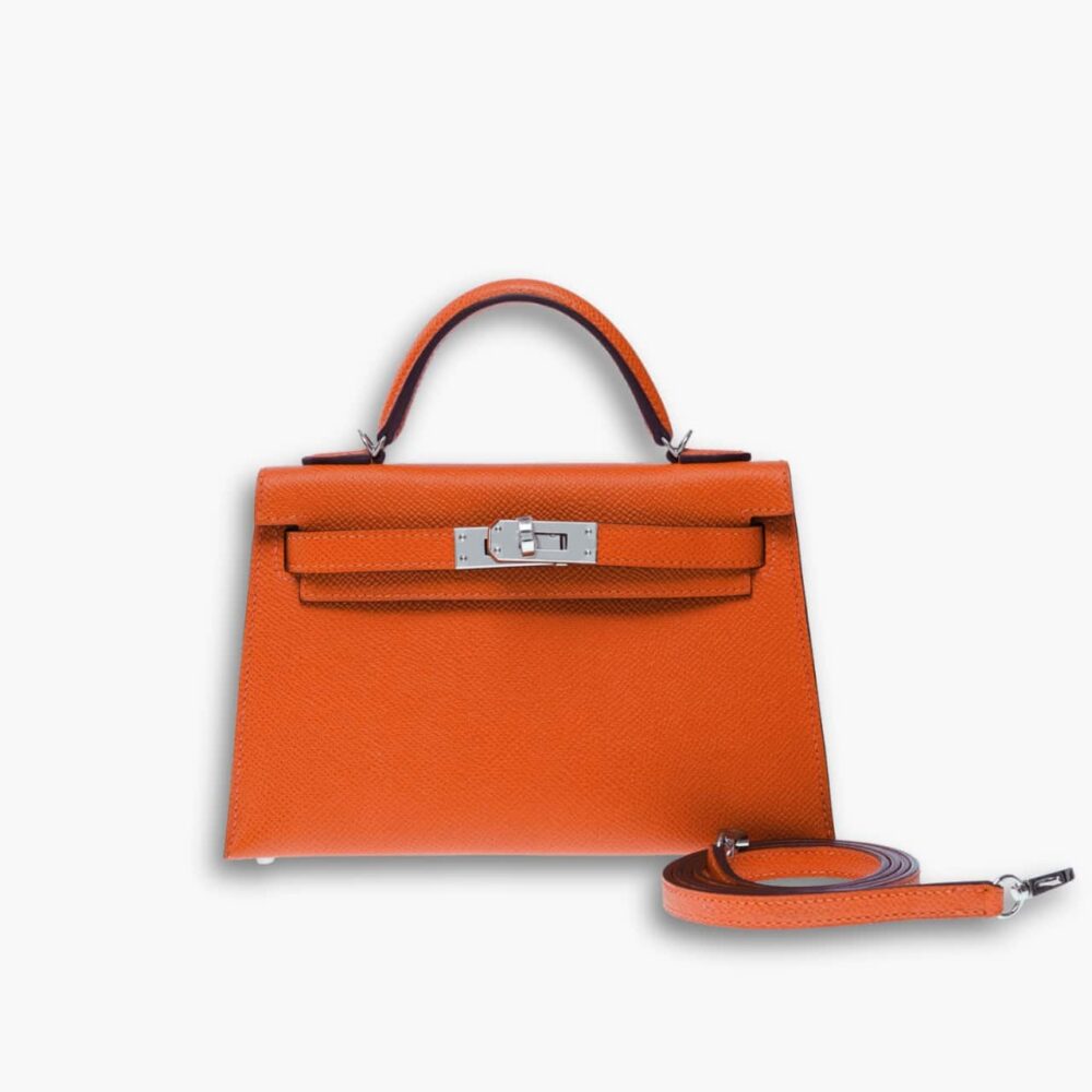 Hermes Kelly Mini Epsom Handbag Orange 19Cm
