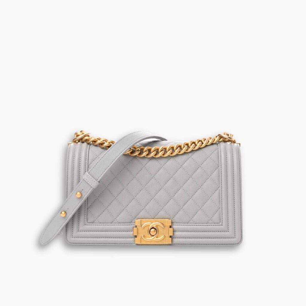 Chanel Medium Boy Bag Light Gray 25cm