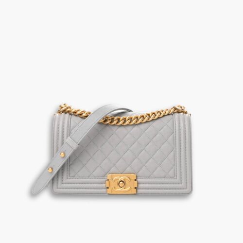 Chanel Medium Boy Bag Light Gray 25cm