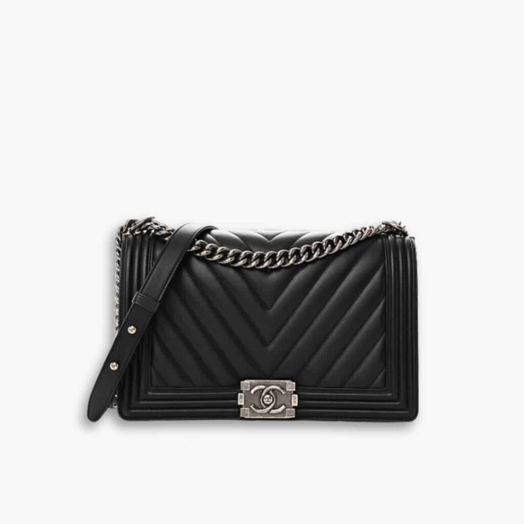Chanel Boy Chevron Medium Handbag Black 25cm