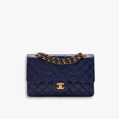 Chanel Classic Double Flap Bag Dark Blue 25cm
