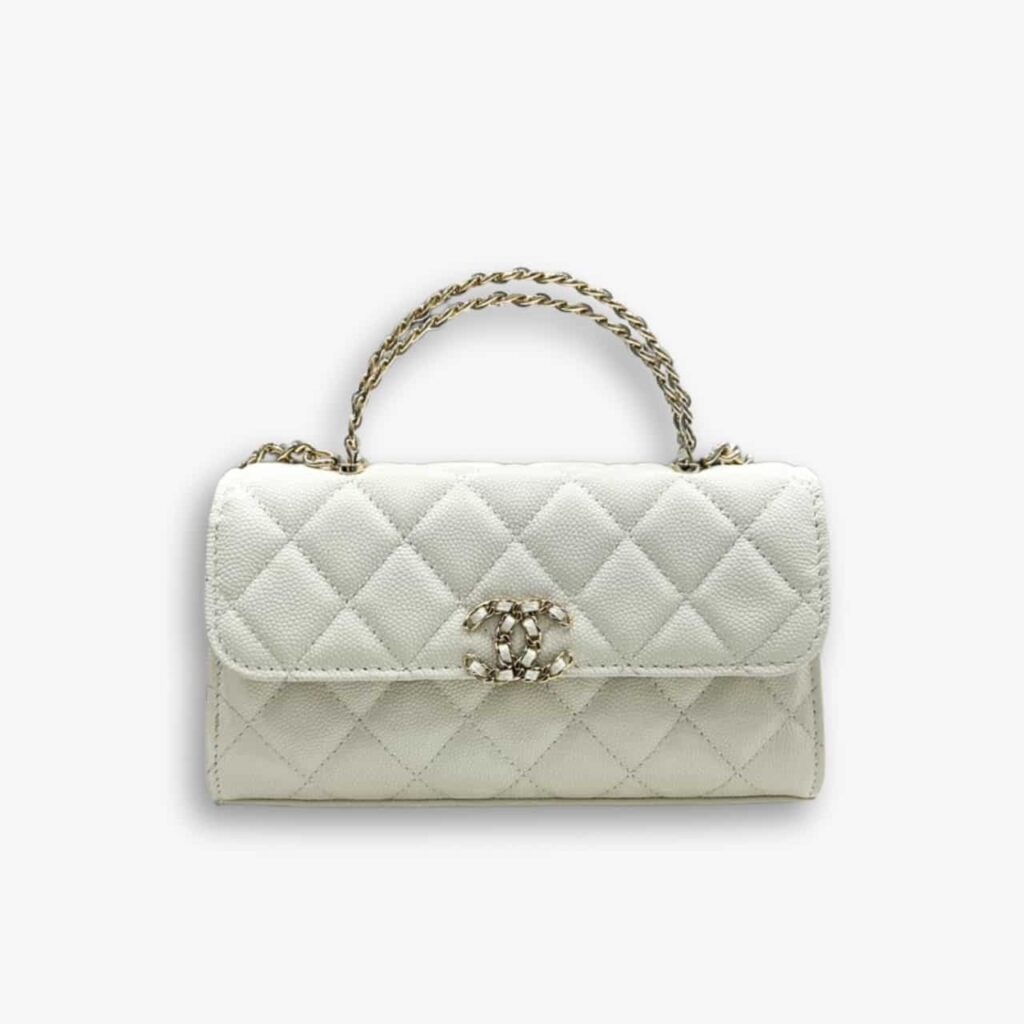 Chanel Kelly Shoulder Bag White 18cm