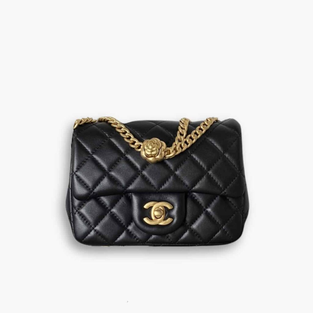 Chanel 23S Mini Flap Bag Camellia Black 18cm